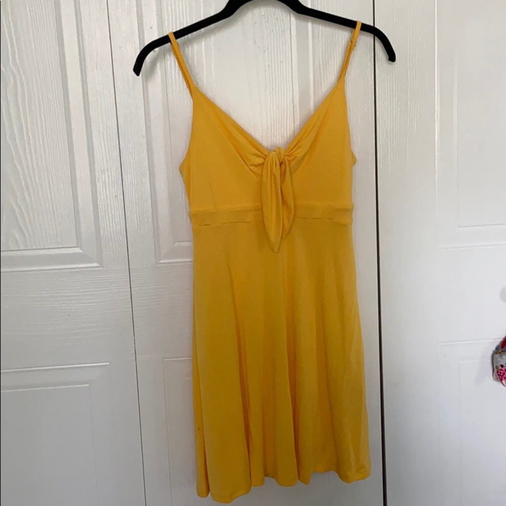Forever 21 yellow tie front dress